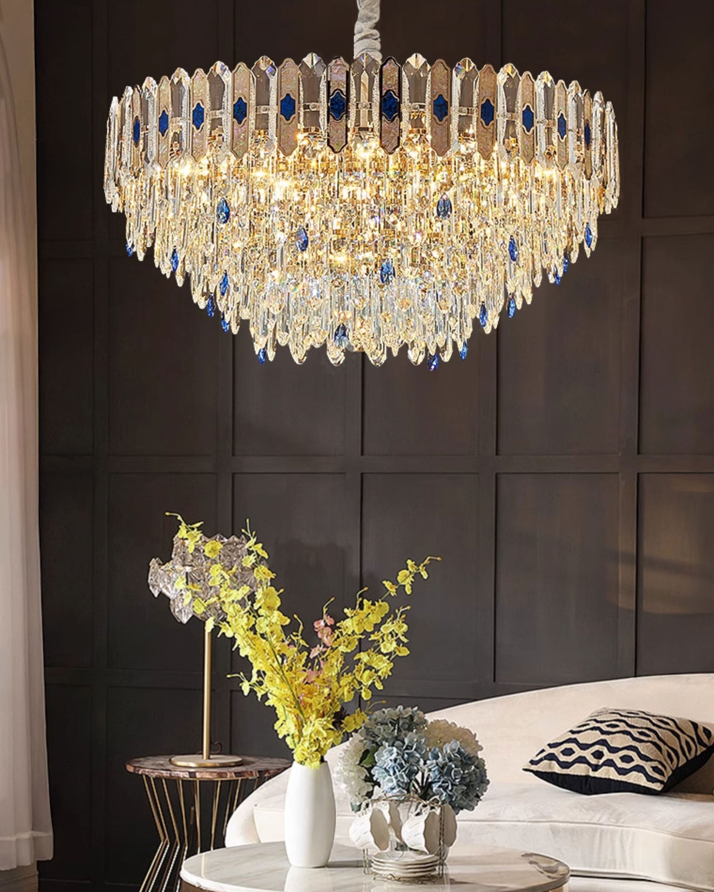 WOMO Tiered Round/Oval Crystal Chandelier-WM3030