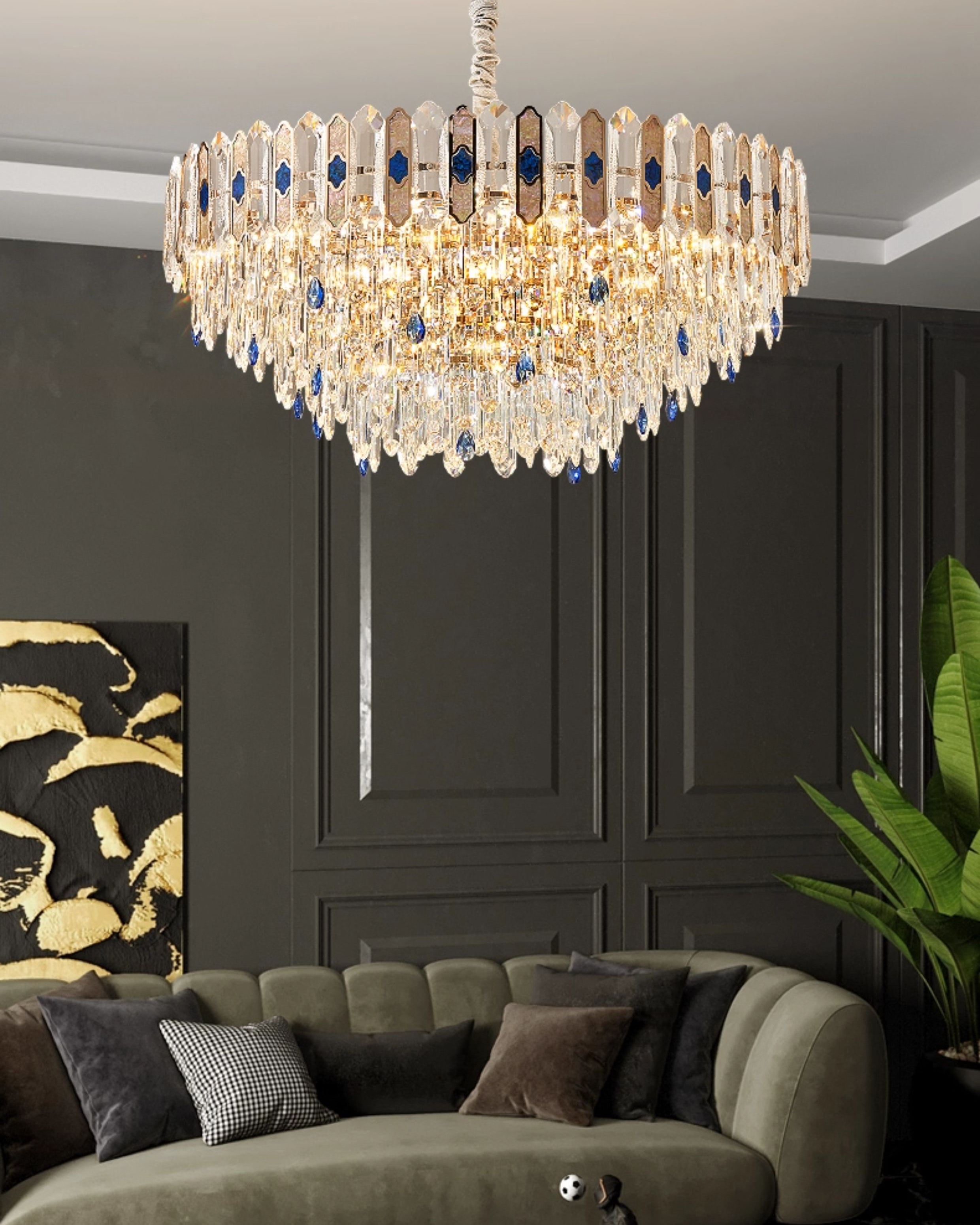 WOMO Tiered Round/Oval Crystal Chandelier-WM3030