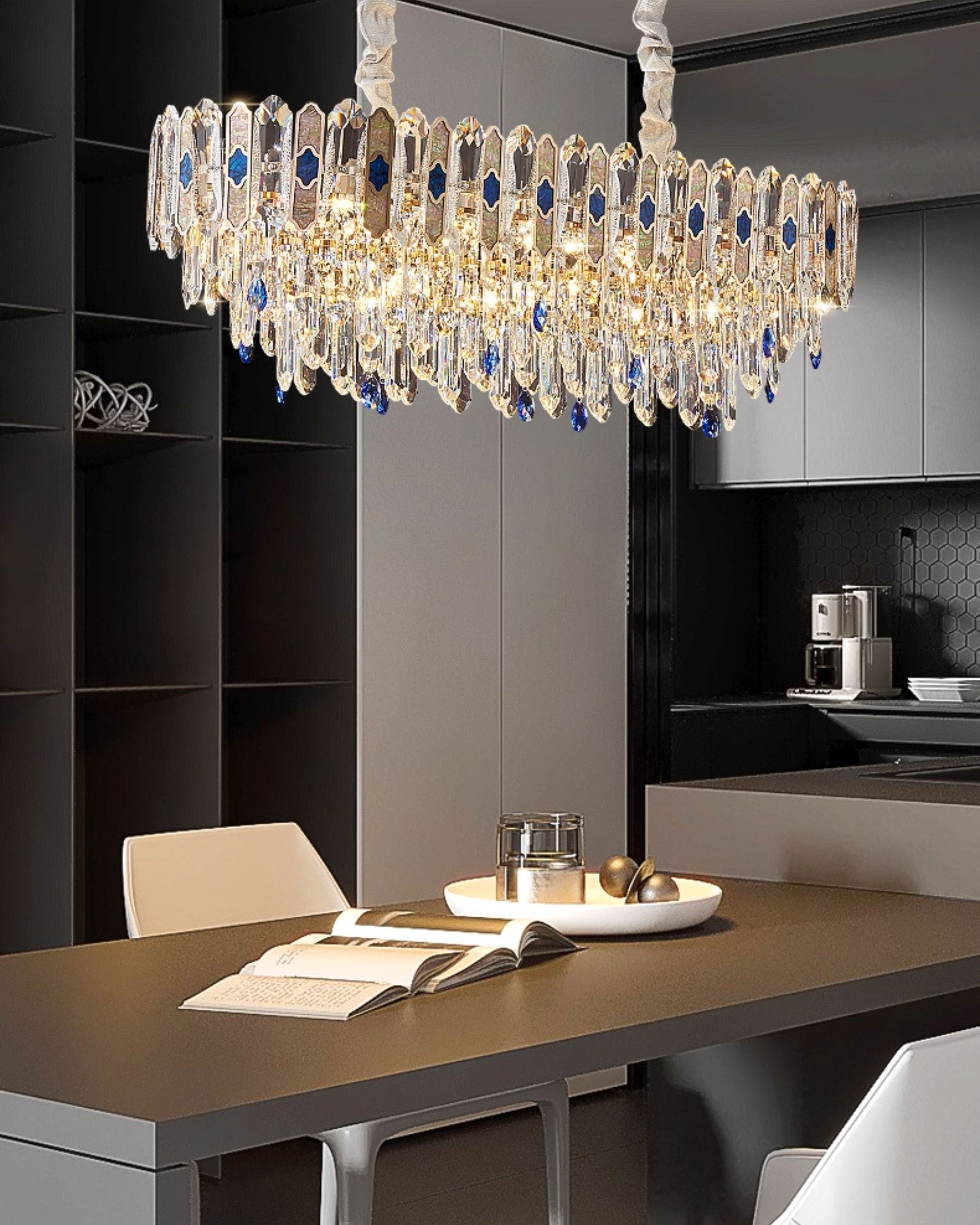 WOMO Tiered Round/Oval Crystal Chandelier-WM3030