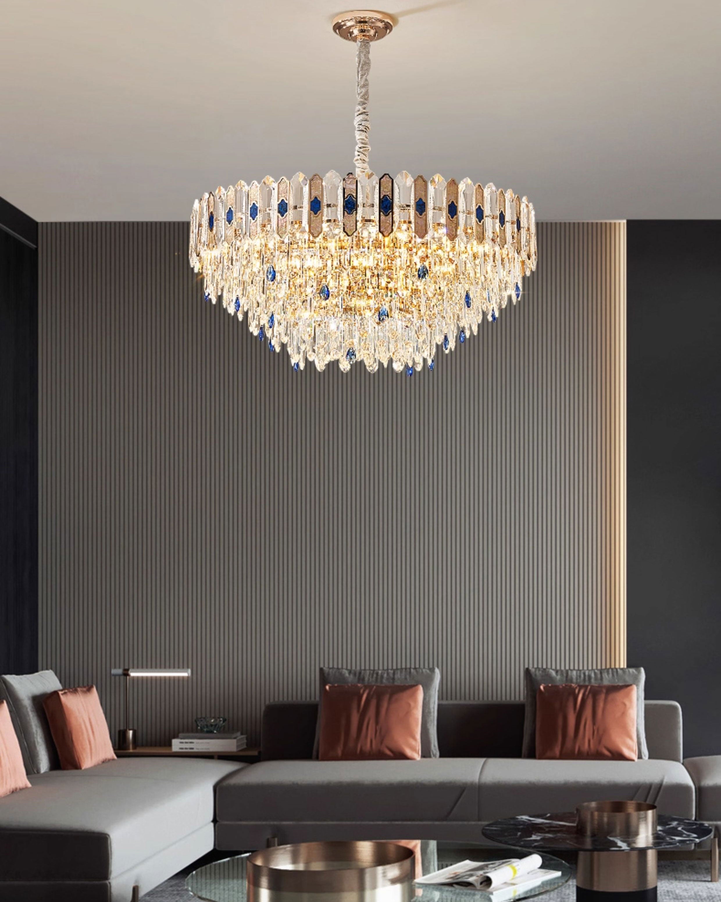 WOMO Tiered Round/Oval Crystal Chandelier-WM3030