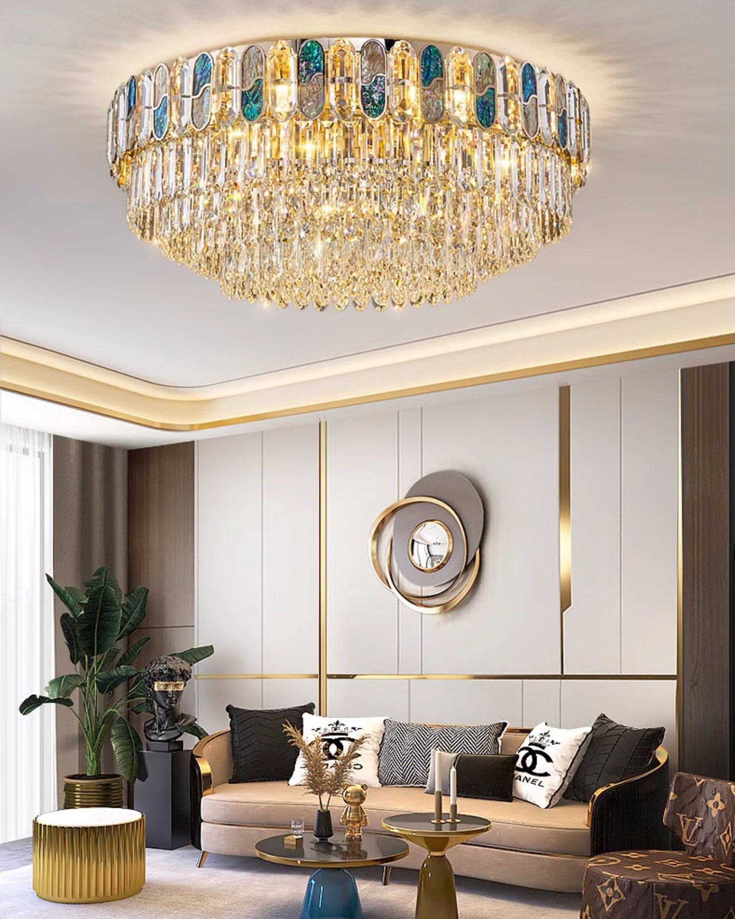 WOMO Round/Oval Shell Crystal Chandelier-WM3032