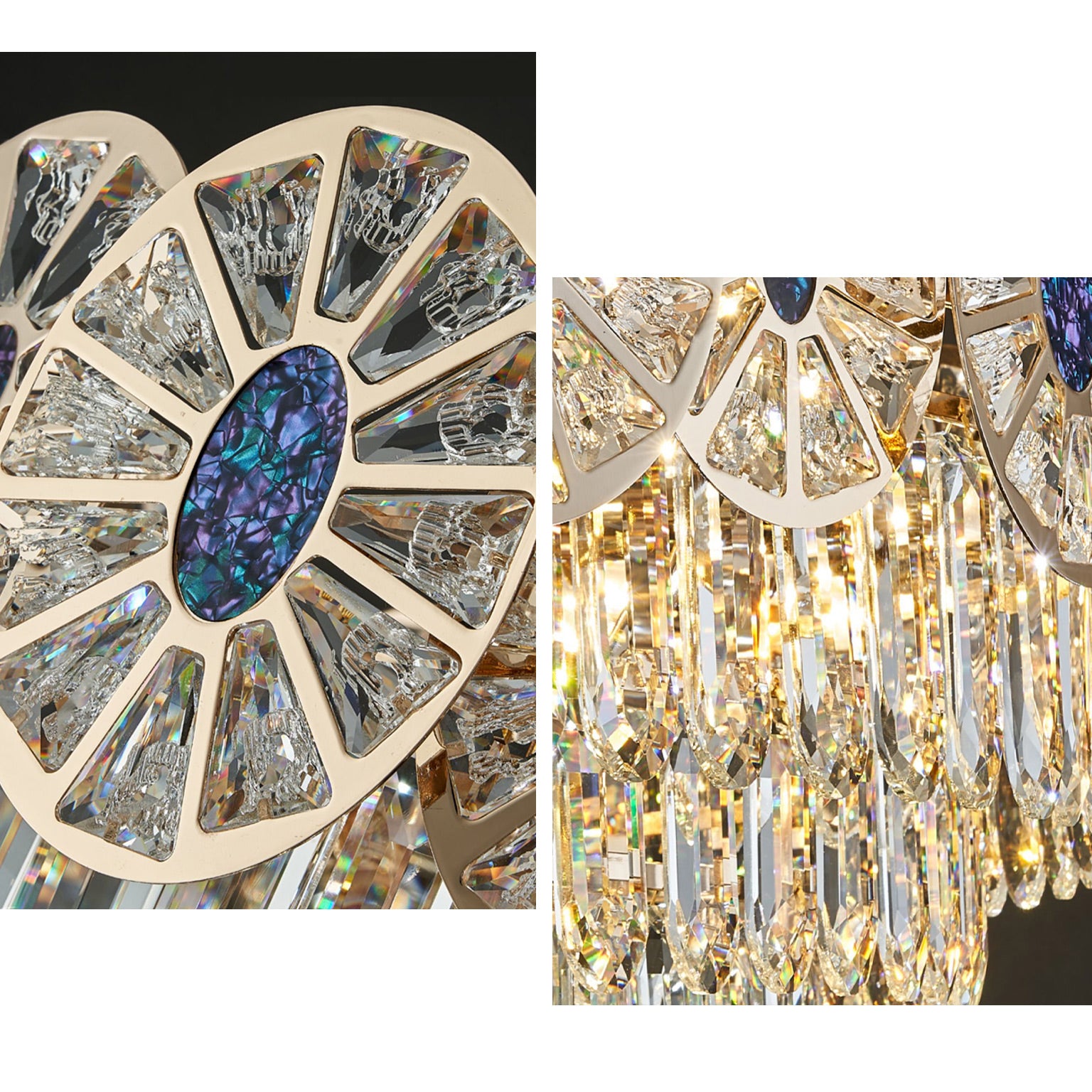 WOMO Tiered Shell Crystal Chandelier-WM3034