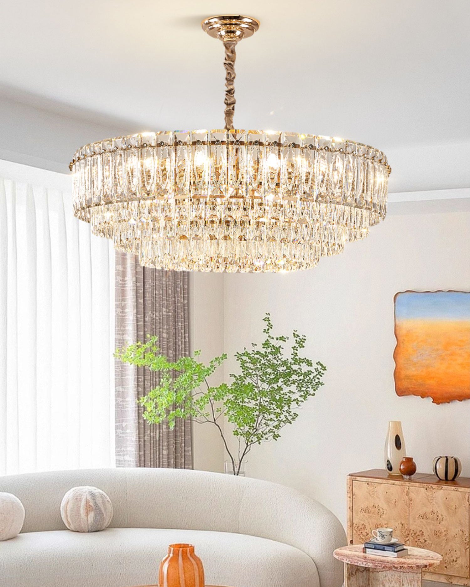 WOMO Tiered Crystal Chandelier-WM3038