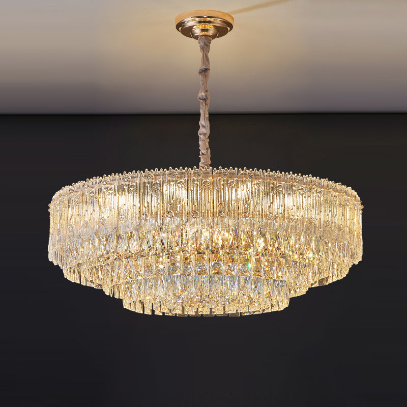 WOMO Tiered Round/Oval Crystal Chandelier-WM3039