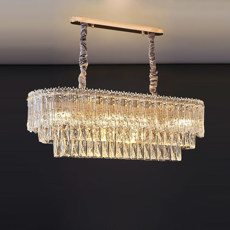 WOMO Tiered Round/Oval Crystal Chandelier-WM3039