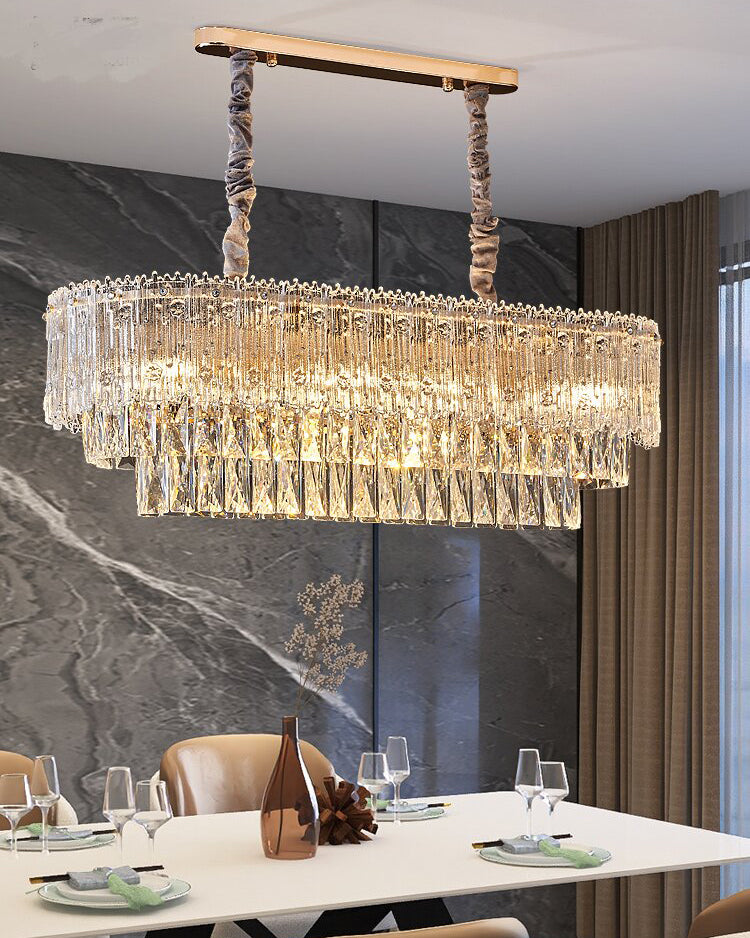 WOMO Tiered Round/Oval Crystal Chandelier-WM3039