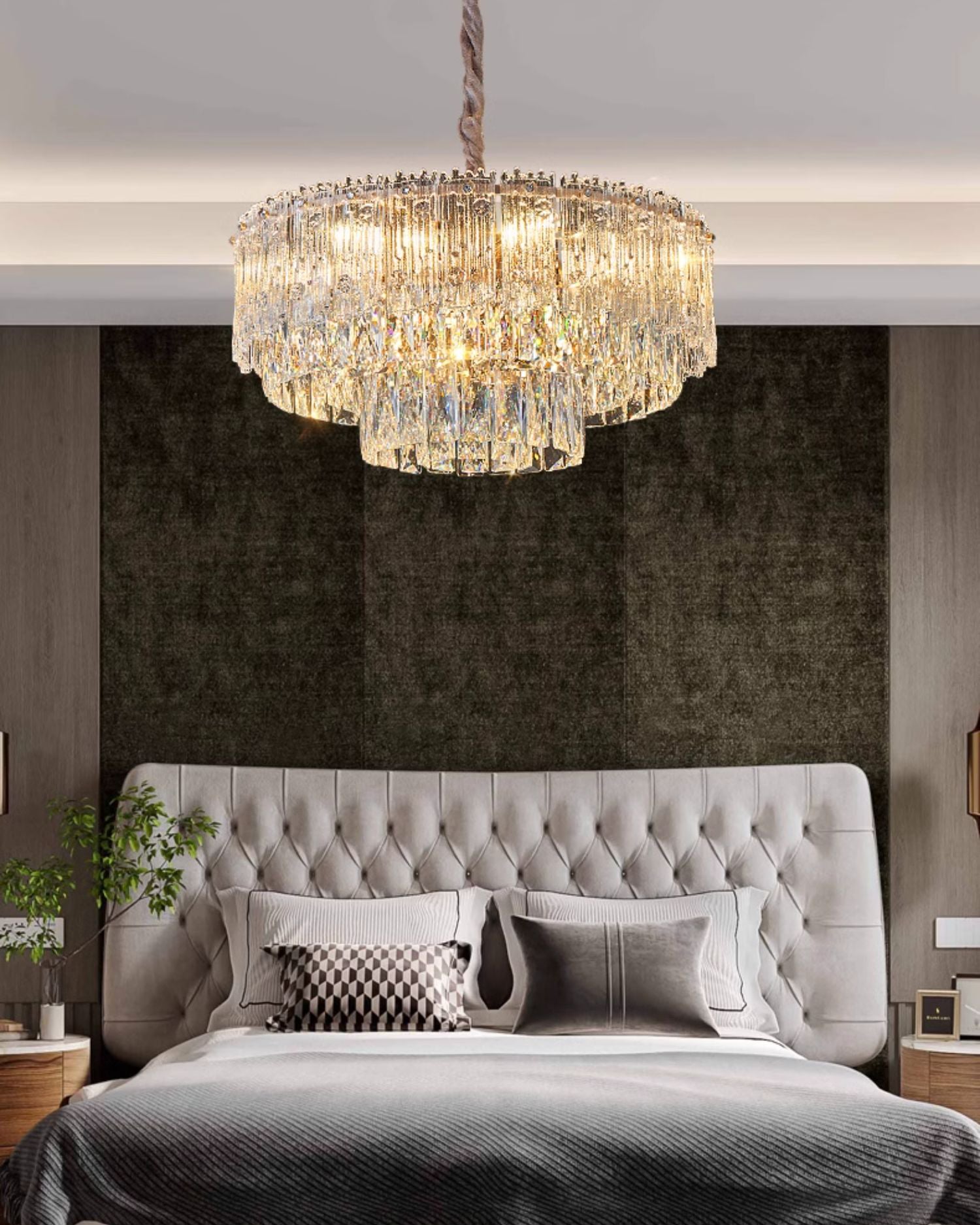 WOMO Tiered Round/Oval Crystal Chandelier-WM3039