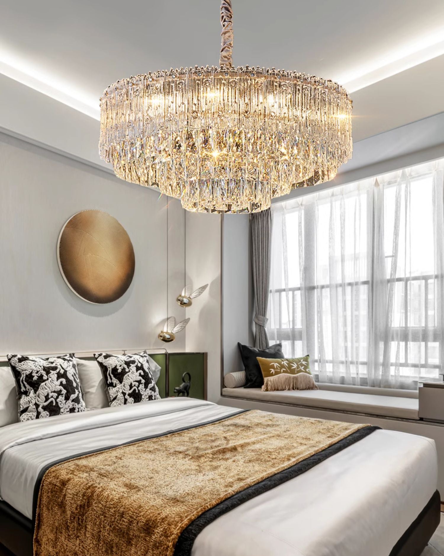 WOMO Tiered Round/Oval Crystal Chandelier-WM3039