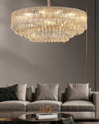 WOMO Tiered Round/Oval Crystal Chandelier-WM3039