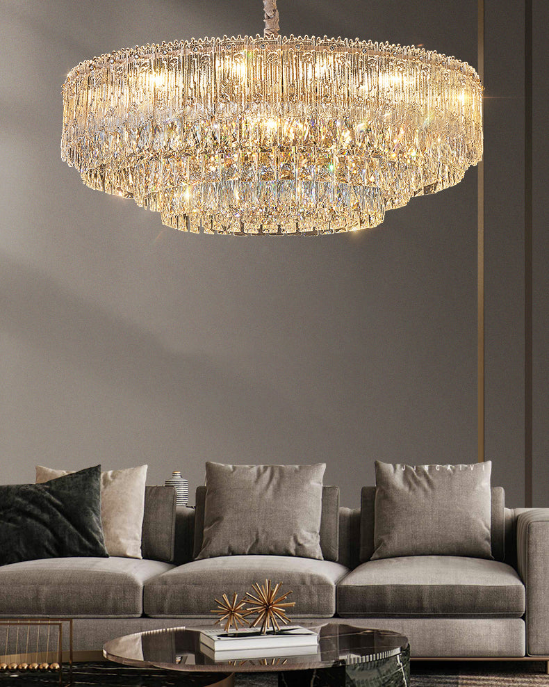 WOMO Tiered Round/Oval Crystal Chandelier-WM3039