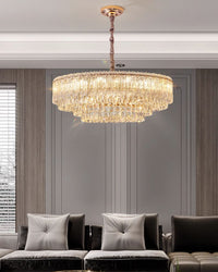 WOMO Tiered Round/Oval Crystal Chandelier-WM3039