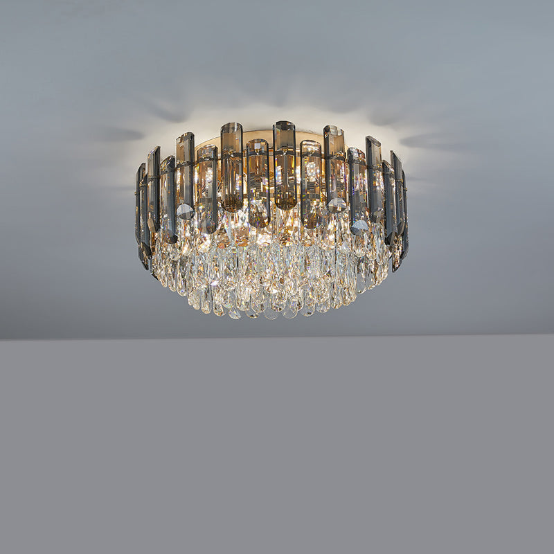 WOMO Smoked Crystal Round Ceiling Light-WM3040