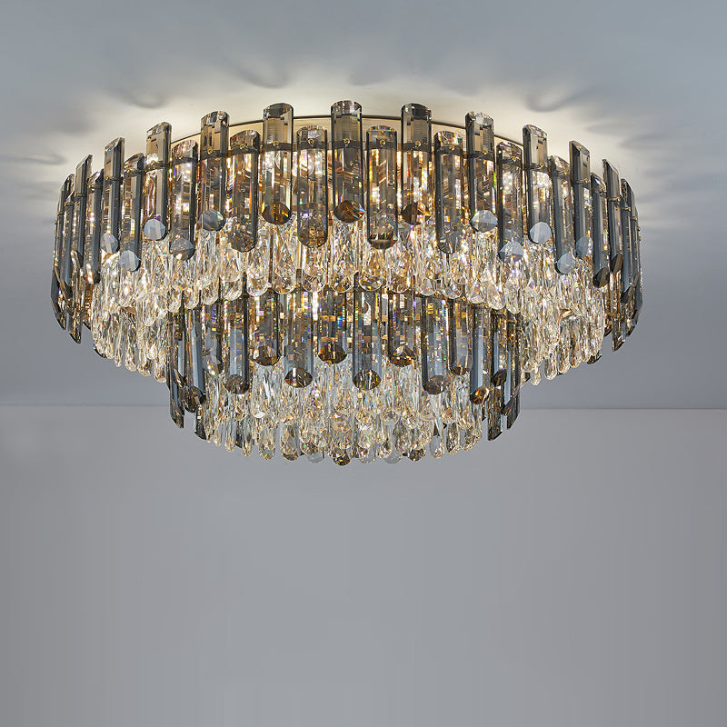 WOMO Smoked Crystal Round Ceiling Light-WM3040