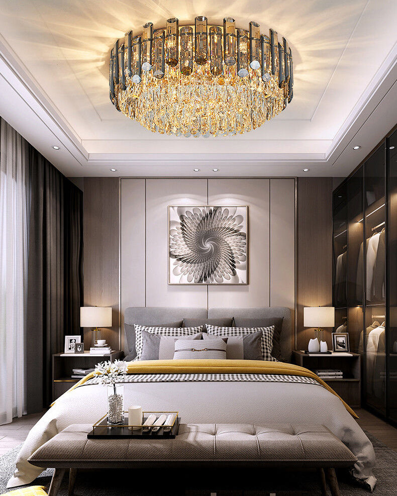 WOMO Smoked Crystal Round Ceiling Light-WM3040