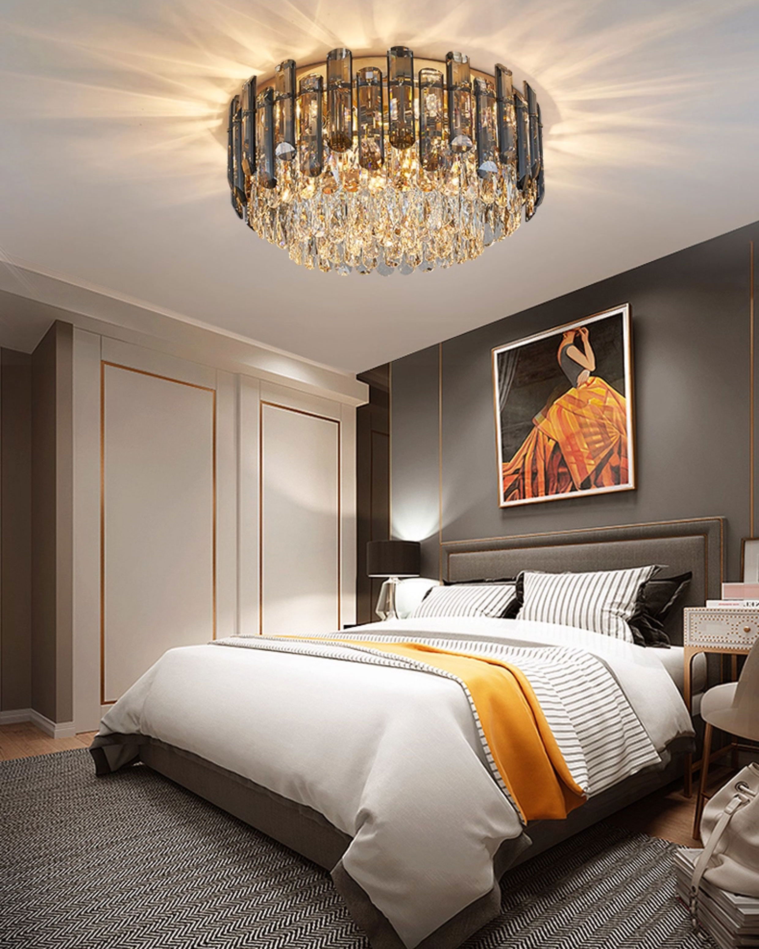 WOMO Smoked Crystal Round Ceiling Light-WM3040