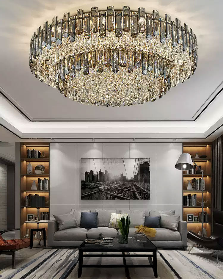 WOMO Smoked Crystal Round Ceiling Light-WM3040