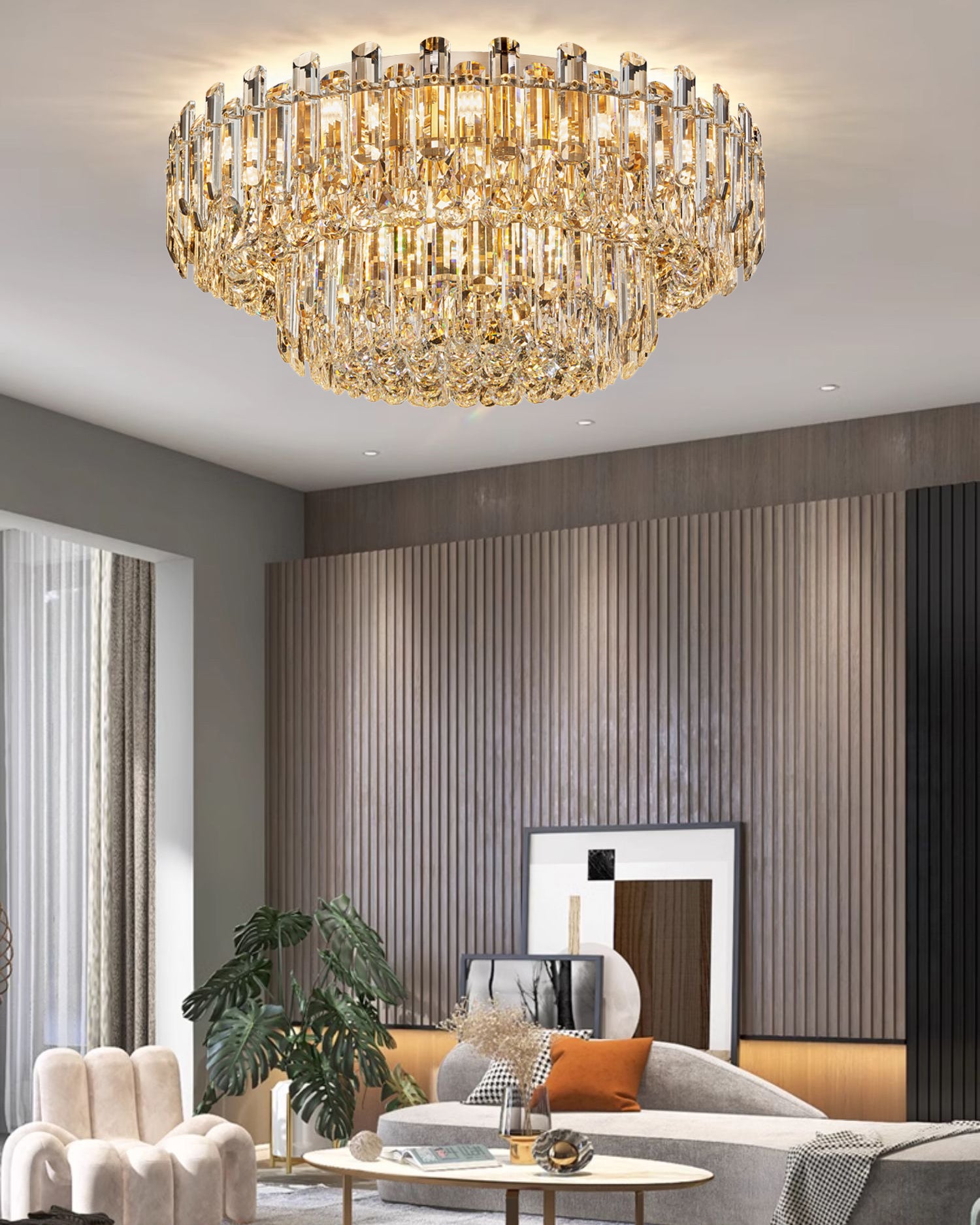 WOMO Crystal Flush Mount Ceiling Light-WM3041
