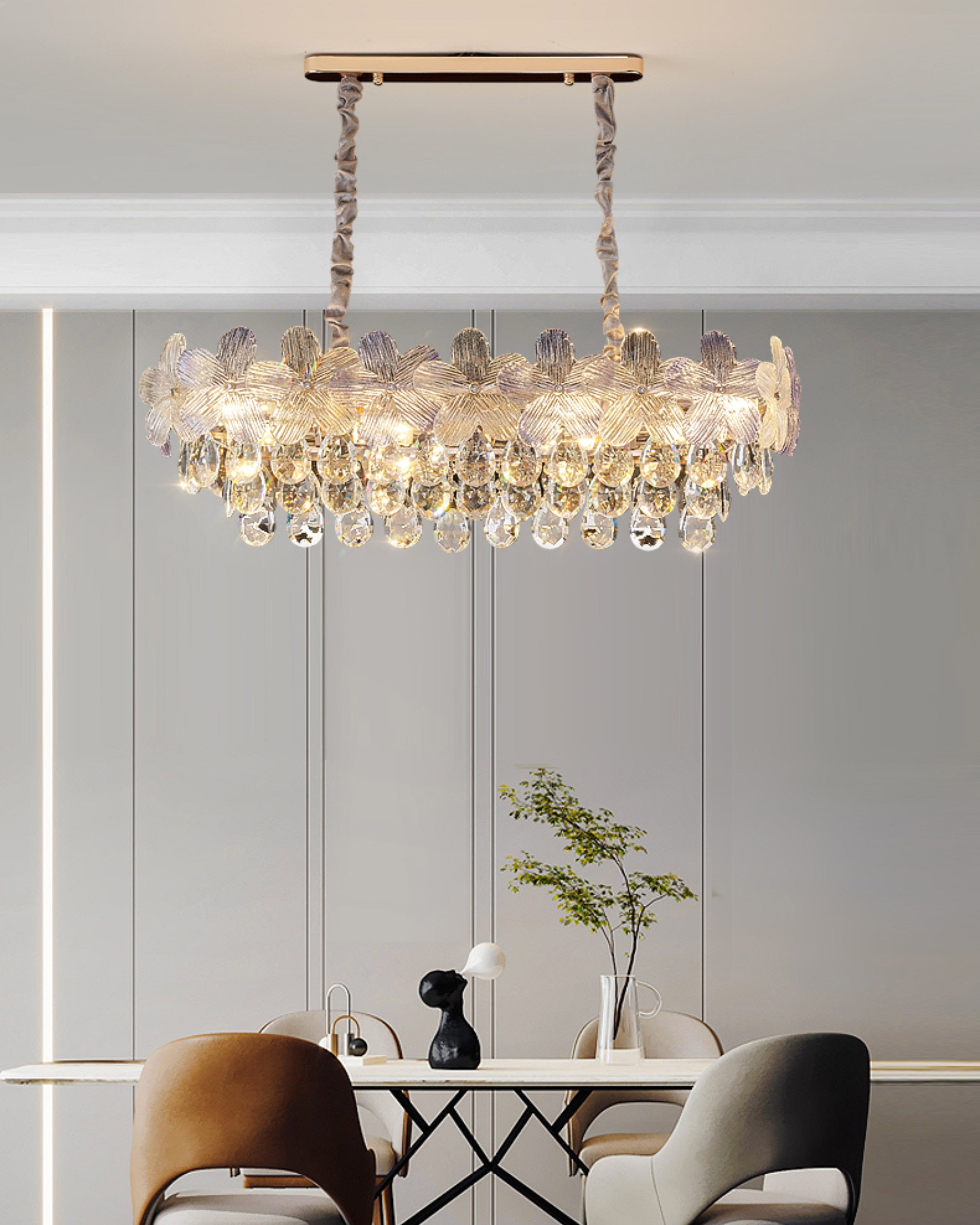 WOMO Gold Flower Crystal Chandelier-WM3043