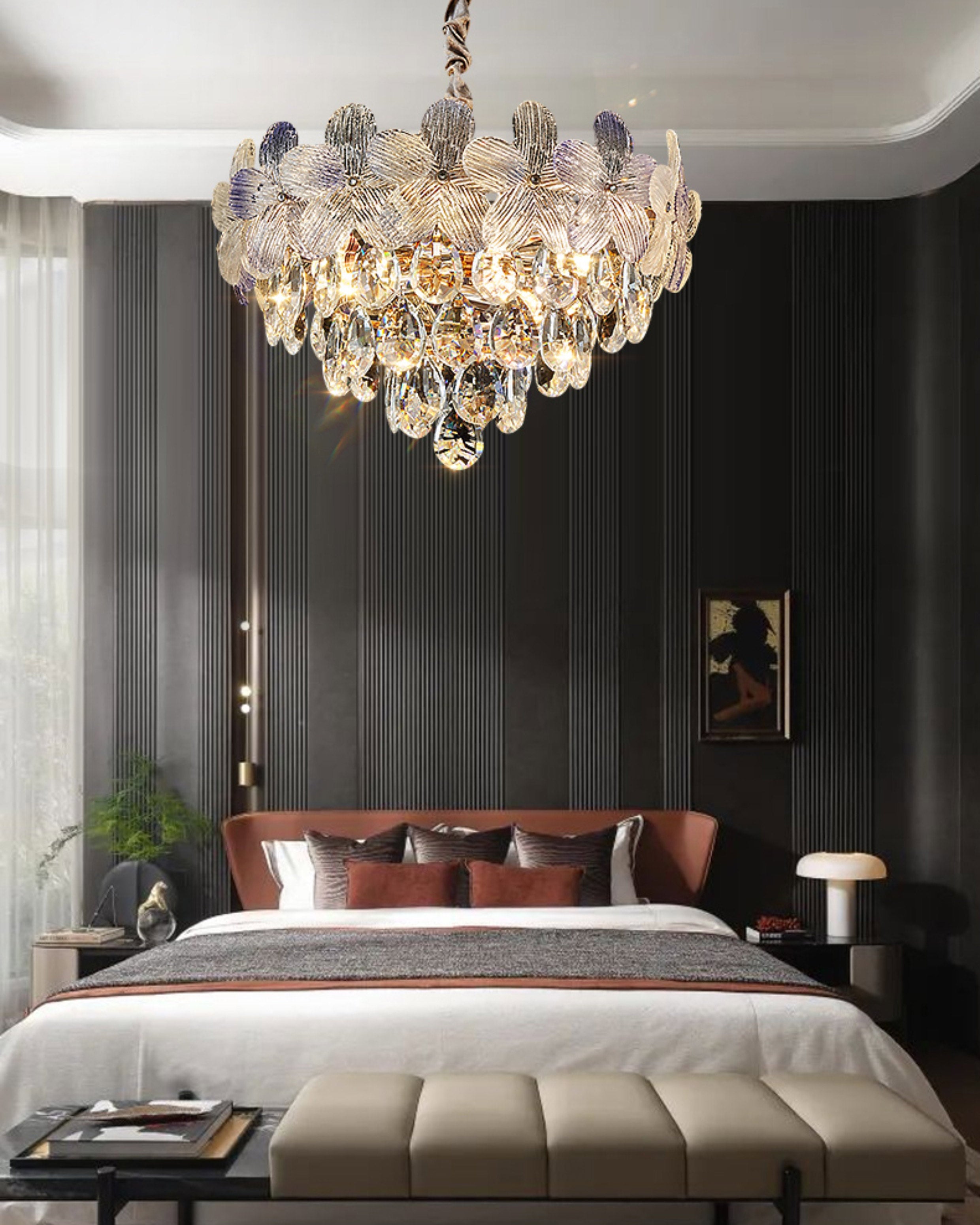 WOMO Gold Flower Crystal Chandelier-WM3043