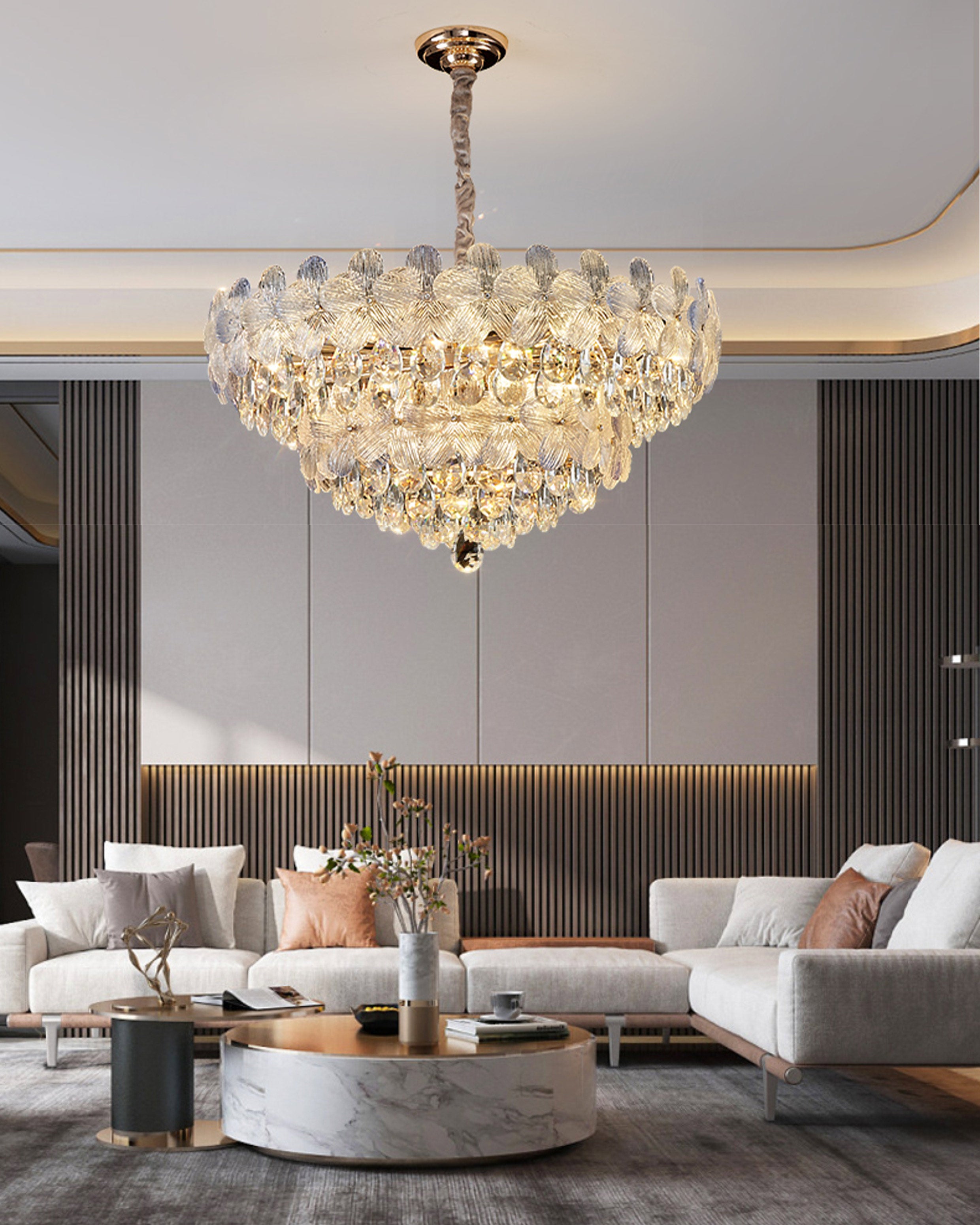 WOMO Gold Flower Crystal Chandelier-WM3043
