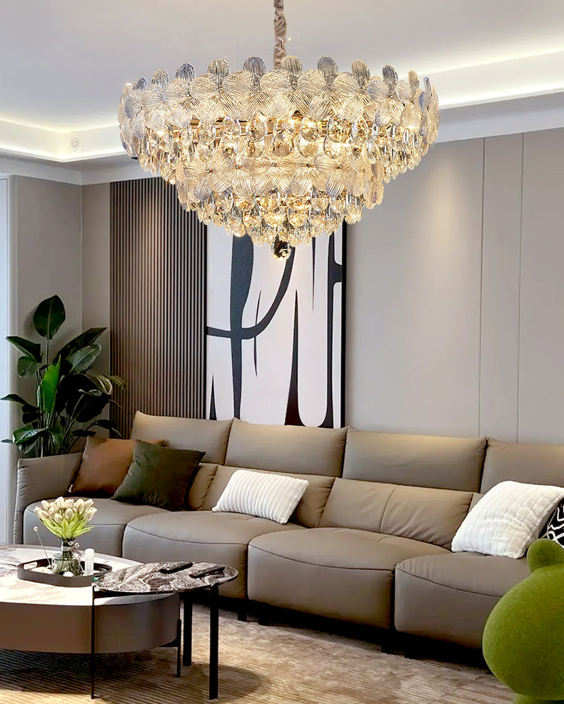 WOMO Gold Flower Crystal Chandelier-WM3043