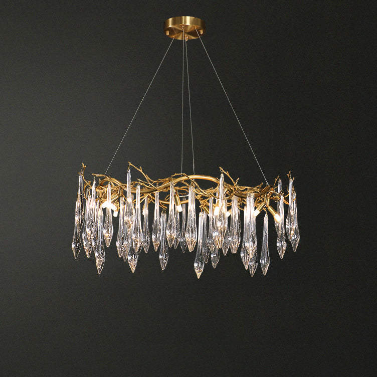 WOMO Round Raindrop Crystal Chandelier-WM3048