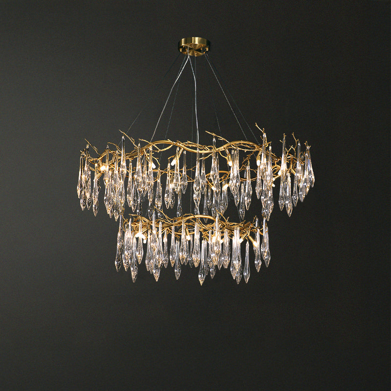 WOMO Round Raindrop Crystal Chandelier-WM3048