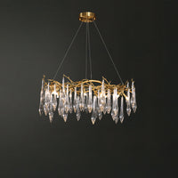 WOMO Round Raindrop Crystal Chandelier-WM3048