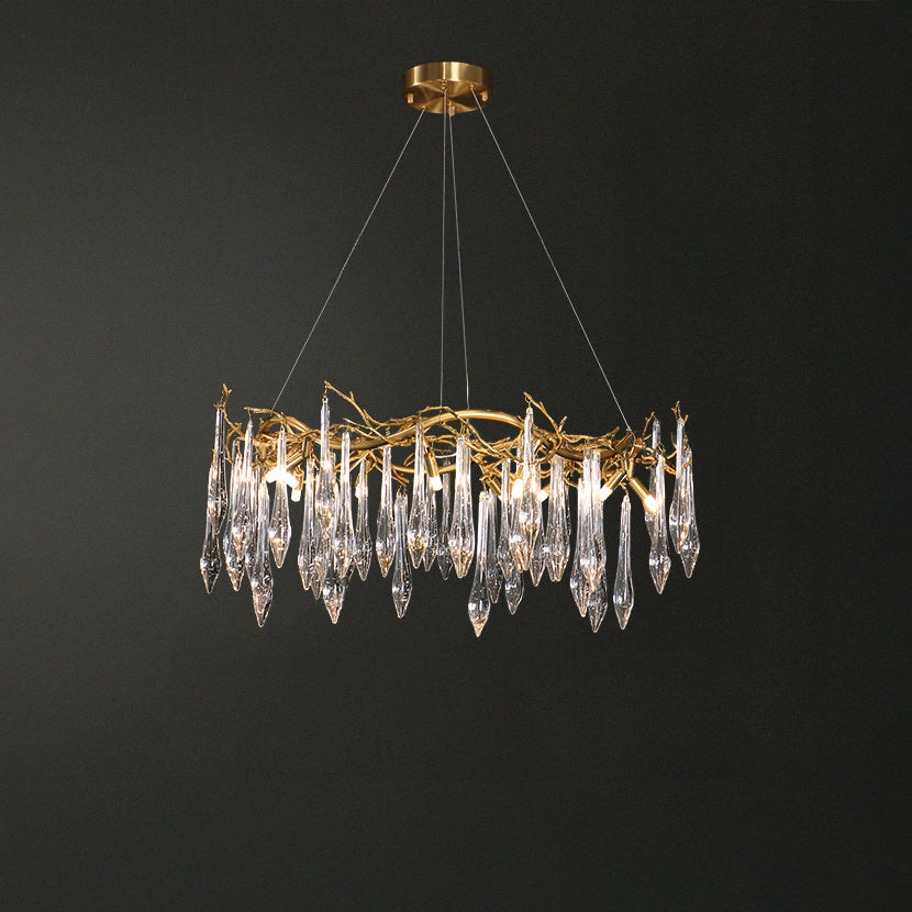 WOMO Round Raindrop Crystal Chandelier-WM3048