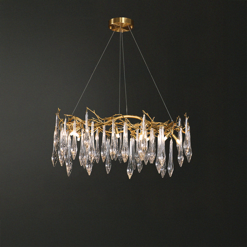 WOMO Round Raindrop Crystal Chandelier-WM3048