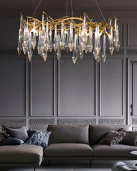 WOMO Round Raindrop Crystal Chandelier-WM3048