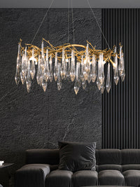 WOMO Round Raindrop Crystal Chandelier-WM3048
