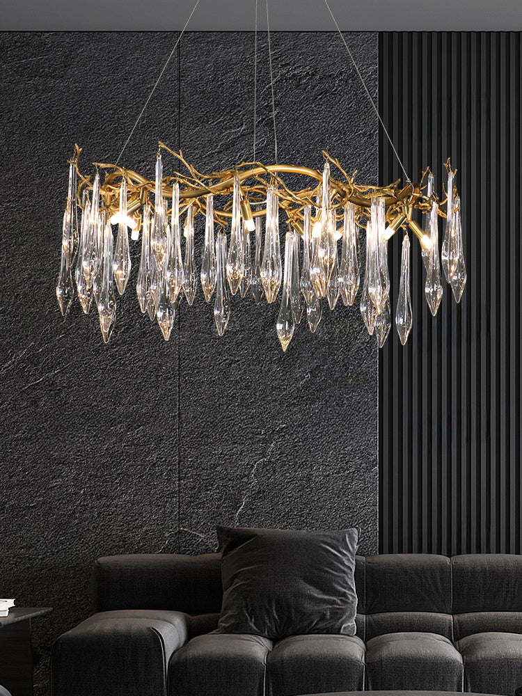 WOMO Round Raindrop Crystal Chandelier-WM3048