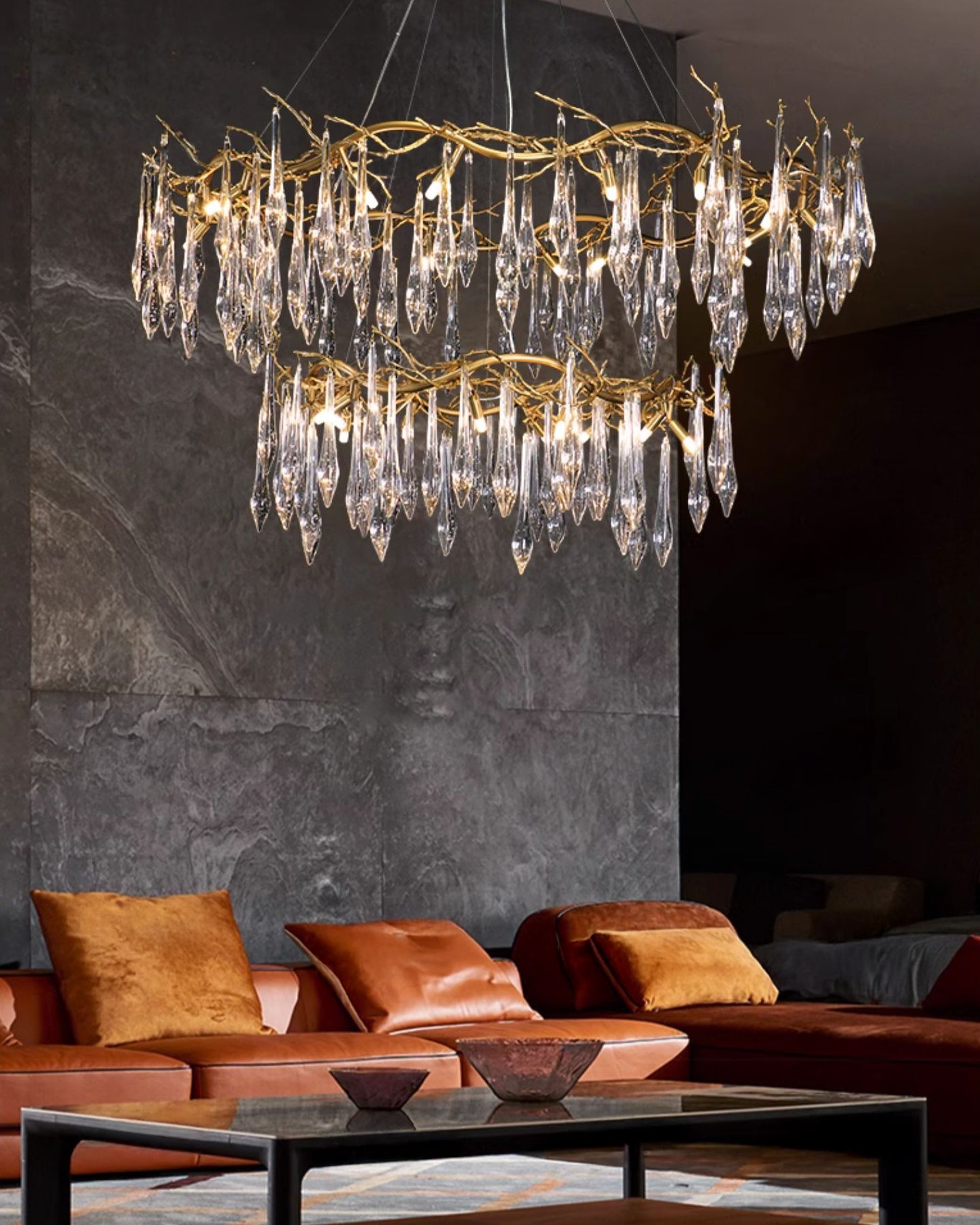 WOMO Round Raindrop Crystal Chandelier-WM3048