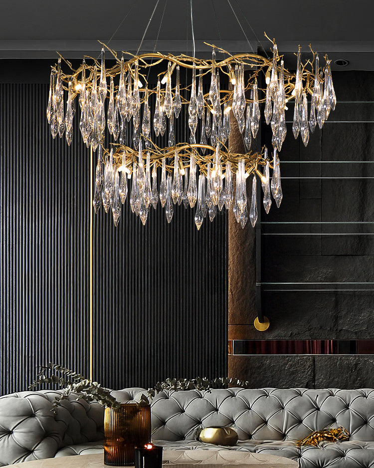 WOMO Round Raindrop Crystal Chandelier-WM3048
