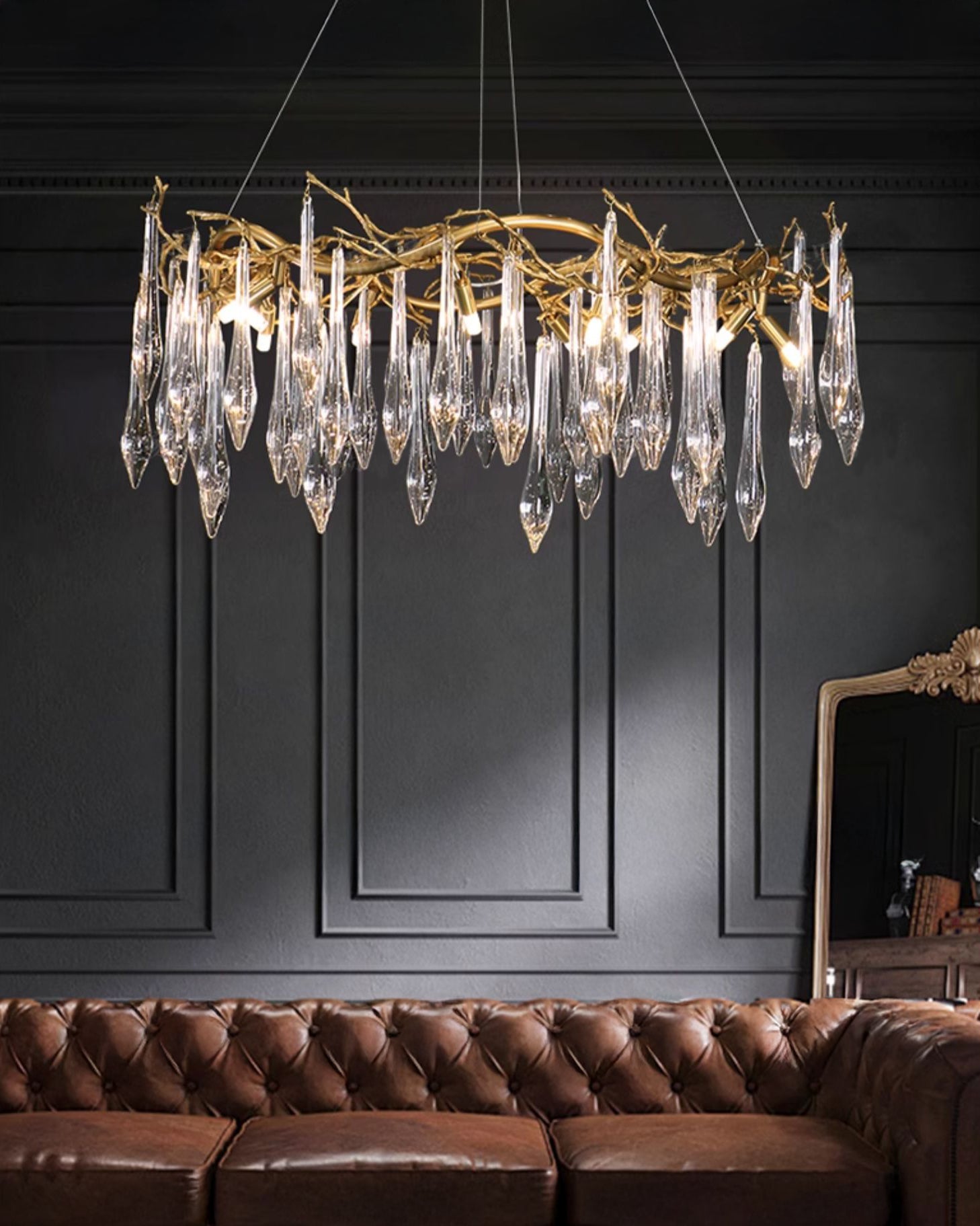 WOMO Round Raindrop Crystal Chandelier-WM3048