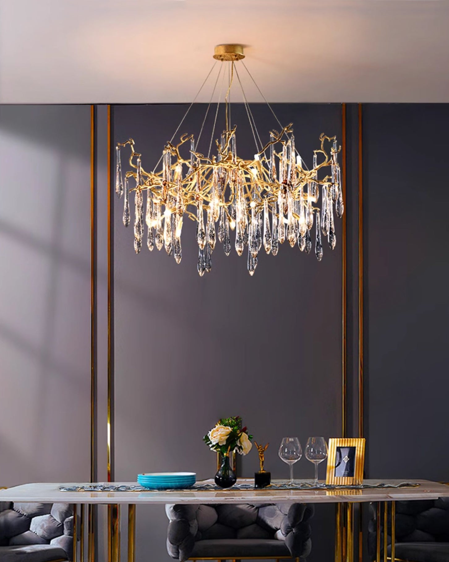 WOMO Branch Raindrop Crystal Chandelier-WM3049