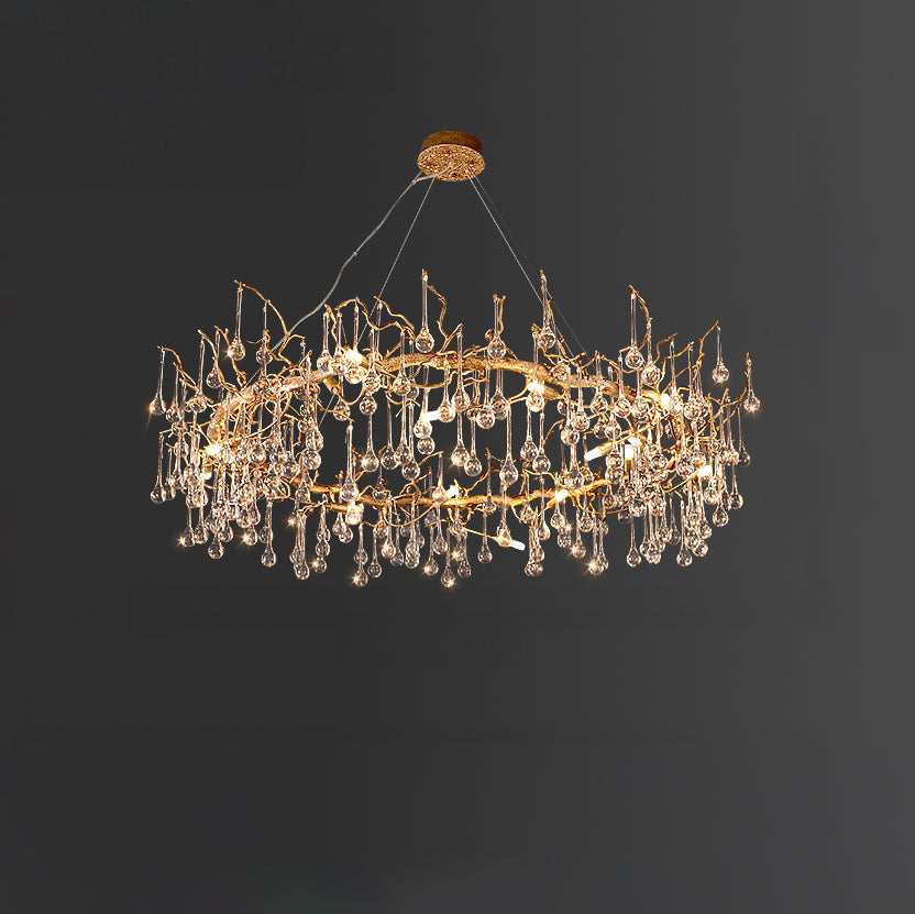 WOMO Round Raindrop Crystal Chandelier-WM3050