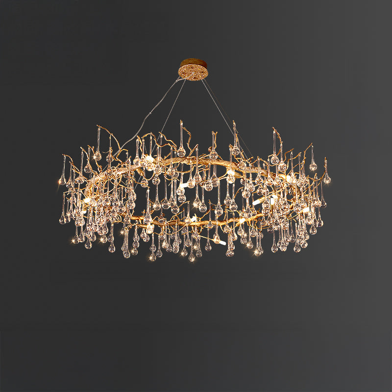 WOMO Round Raindrop Crystal Chandelier-WM3050