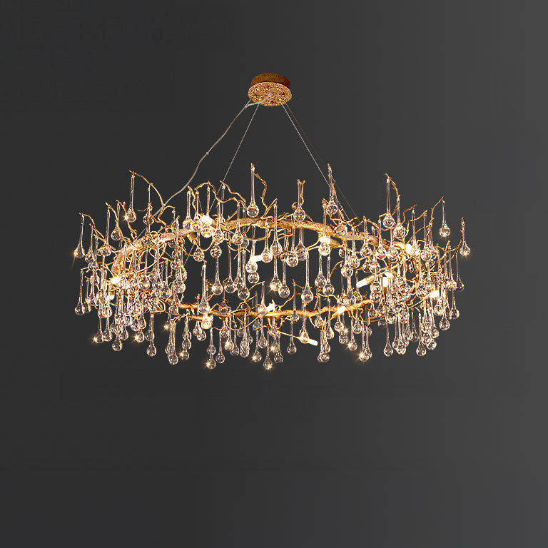 WOMO Round Raindrop Crystal Chandelier-WM3050