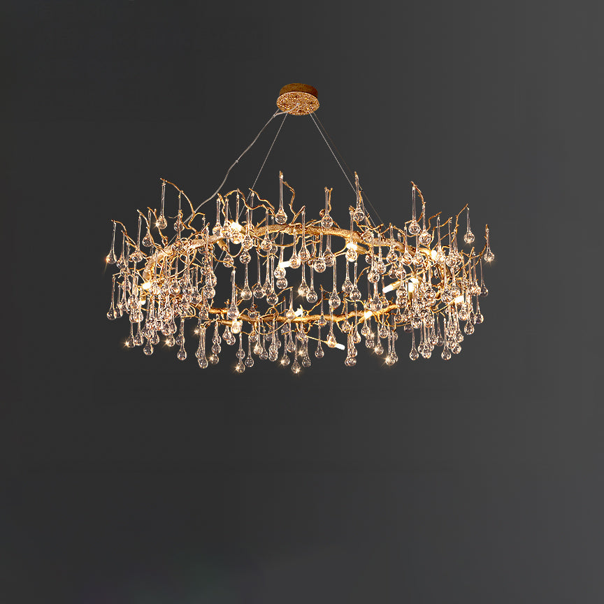 WOMO Round Raindrop Crystal Chandelier-WM3050