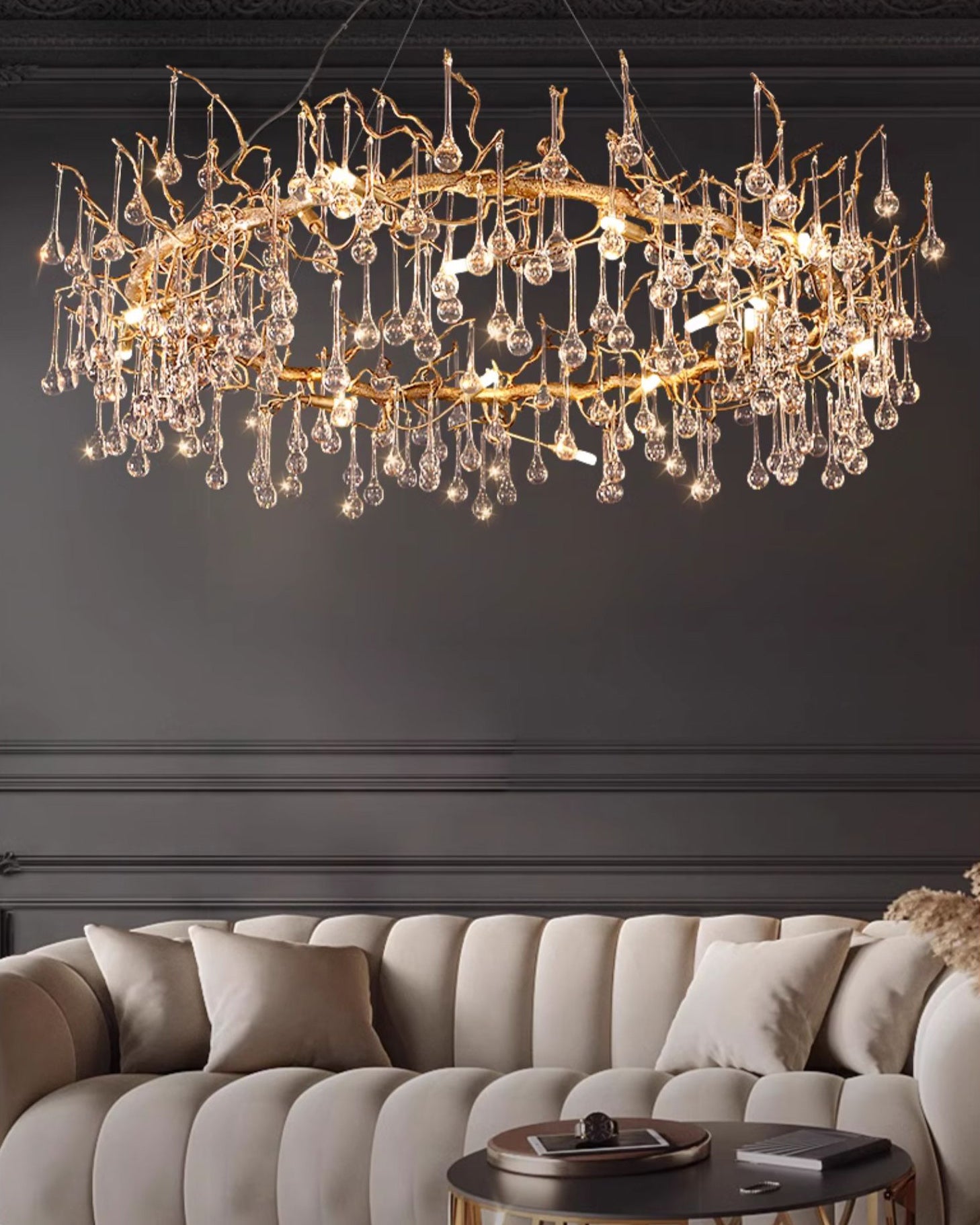 WOMO Round Raindrop Crystal Chandelier-WM3050