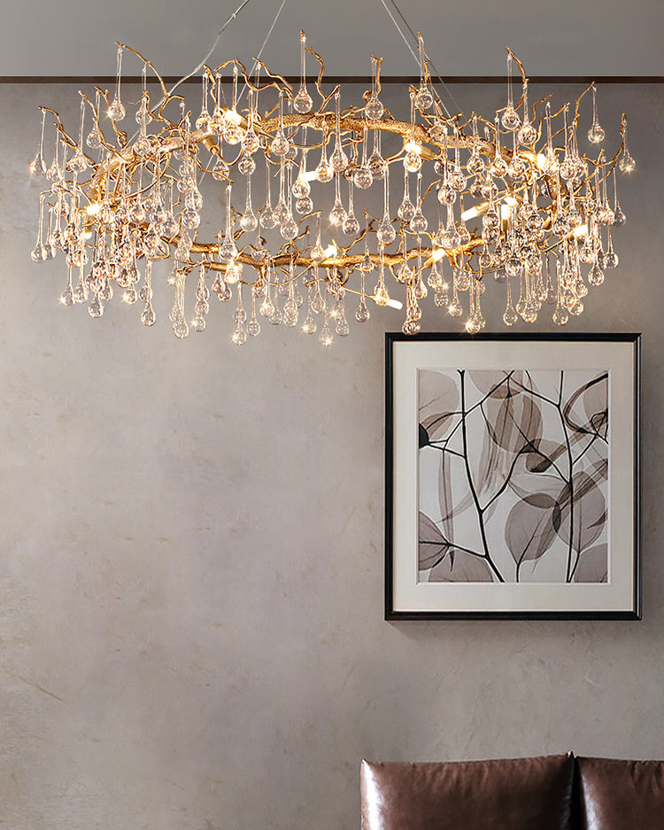 WOMO Round Raindrop Crystal Chandelier-WM3050
