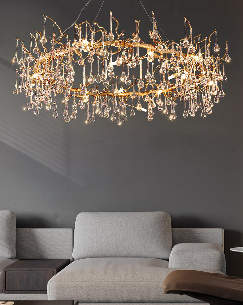 WOMO Round Raindrop Crystal Chandelier-WM3050