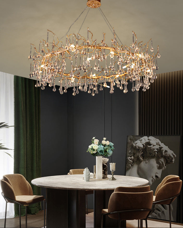 WOMO Round Raindrop Crystal Chandelier-WM3050