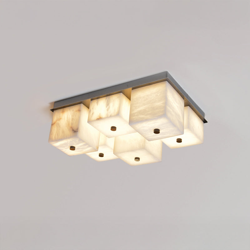 WOMO Alabaster Square Flush Mount Ceiling Light-WM3054