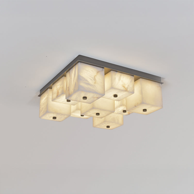 WOMO Alabaster Square Flush Mount Ceiling Light-WM3054