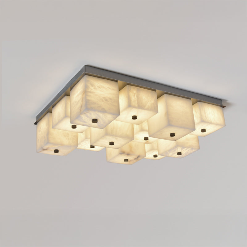 WOMO Alabaster Square Flush Mount Ceiling Light-WM3054