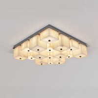 WOMO Alabaster Square Flush Mount Ceiling Light-WM3054