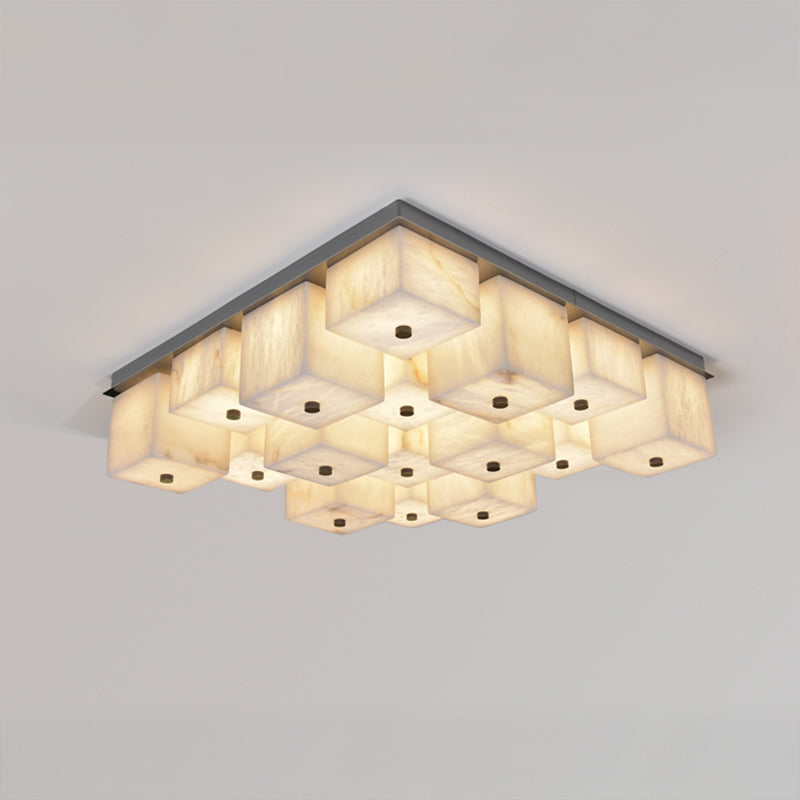 WOMO Alabaster Square Flush Mount Ceiling Light-WM3054